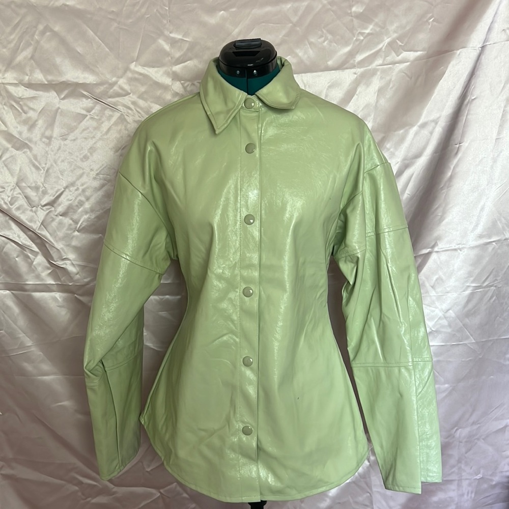 Light green faux leather jacket